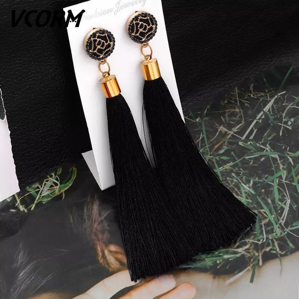 Rhinestone Tassle Earrings